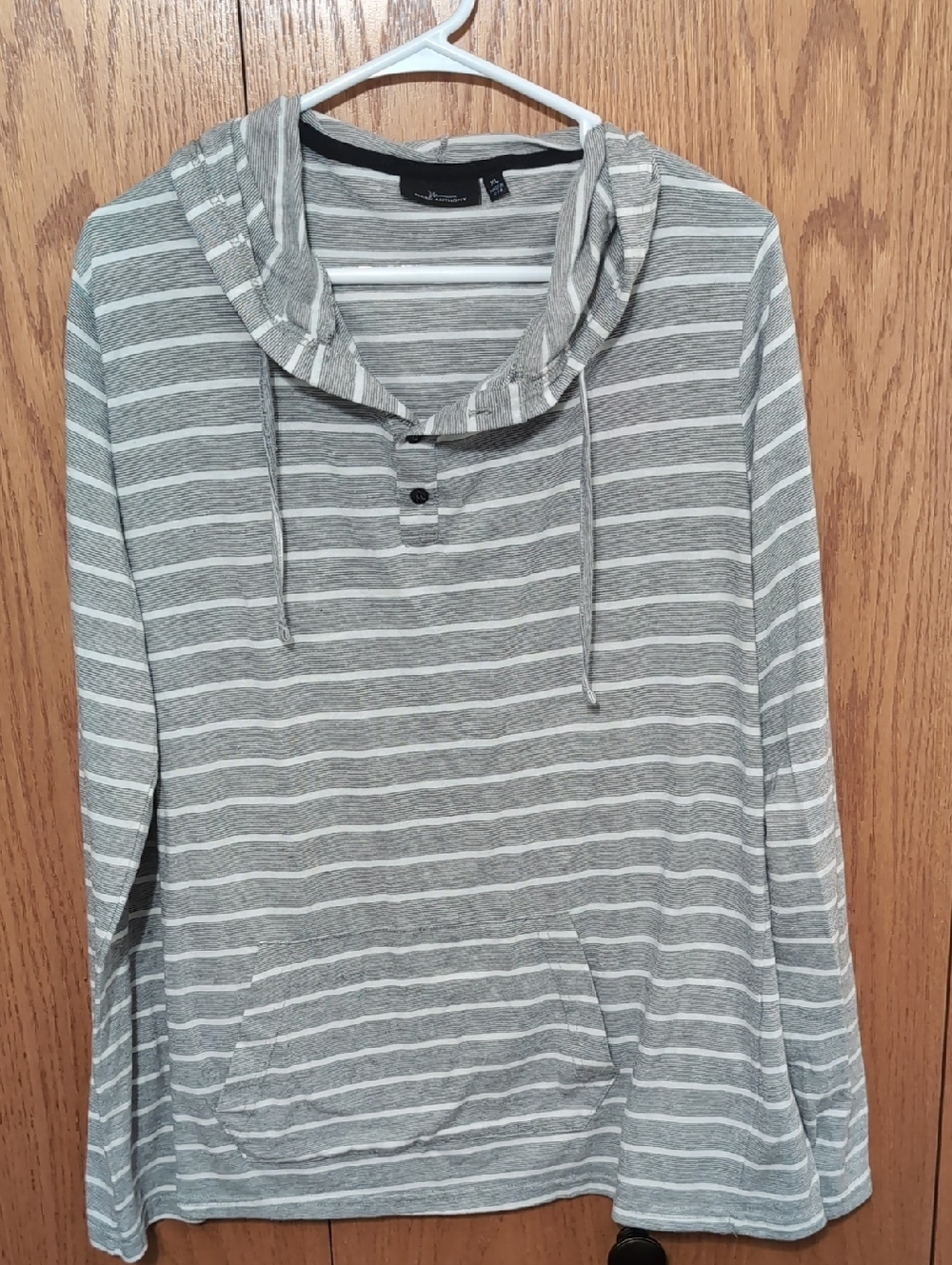 Marc Anthony Striped Hooded Pullover - Gray & White